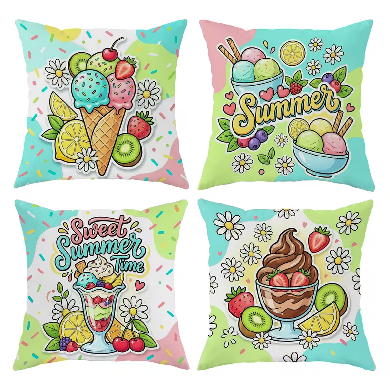 Decoratie kussens "Sweet Summer Time" 45x45 4 stuks