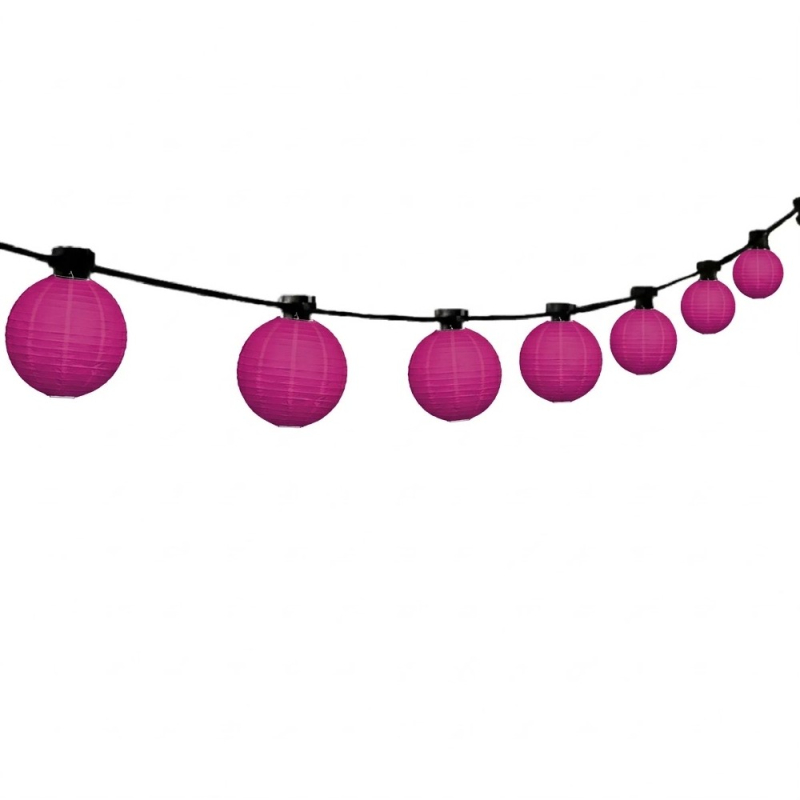Licht Snoer LED met lampionnen "Fuchsia" 10 M