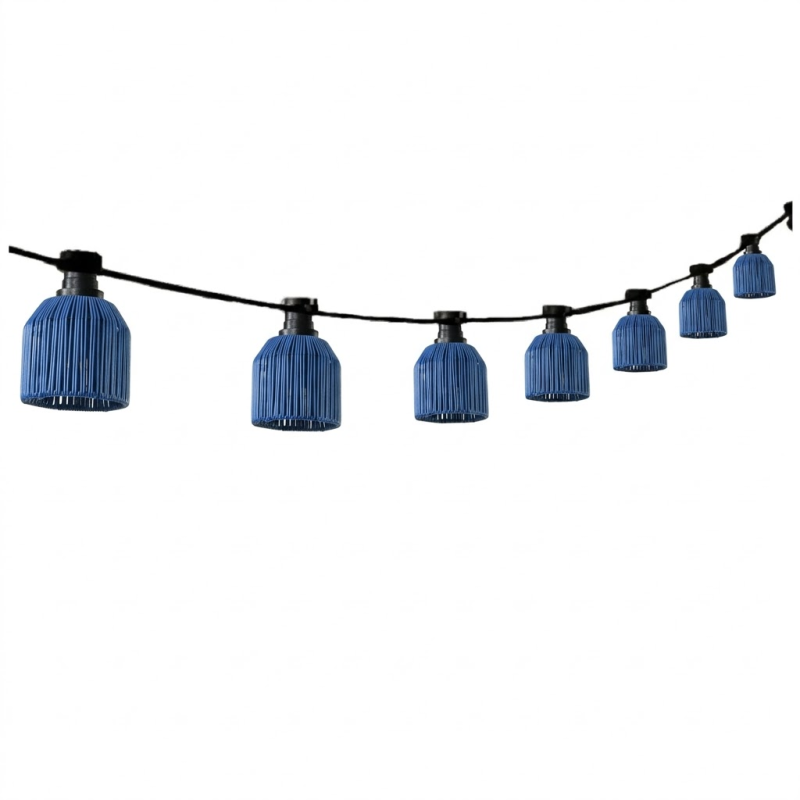 Licht Snoer LED met lampenkapjes "Donker Blauw" 10 M