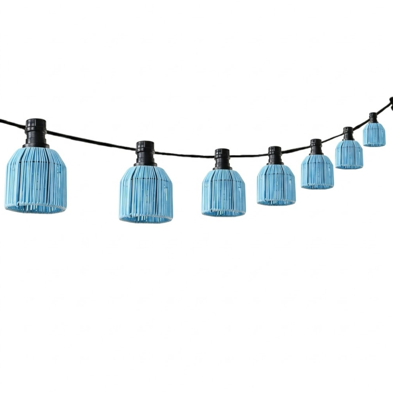Licht Snoer LED met lampenkapjes "Licht Blauw" 10 M