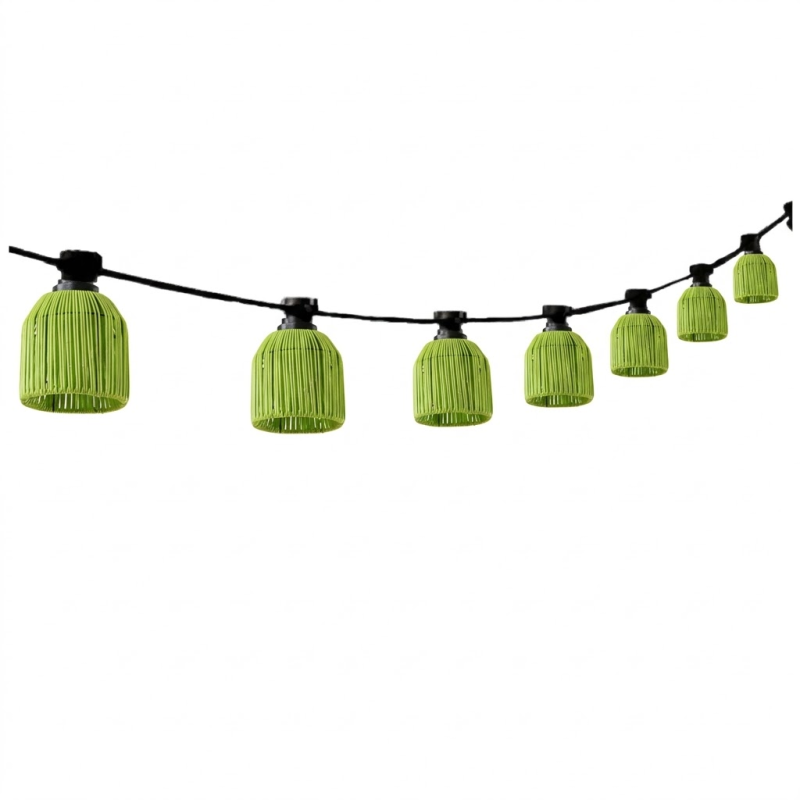 Licht Snoer LED met lampenkapjes "Licht groen" 10 M