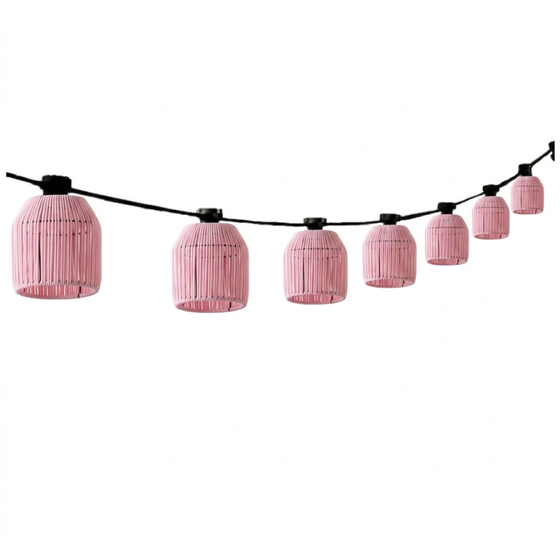 Licht Snoer LED met lampenkapjes "Roze" 10 M