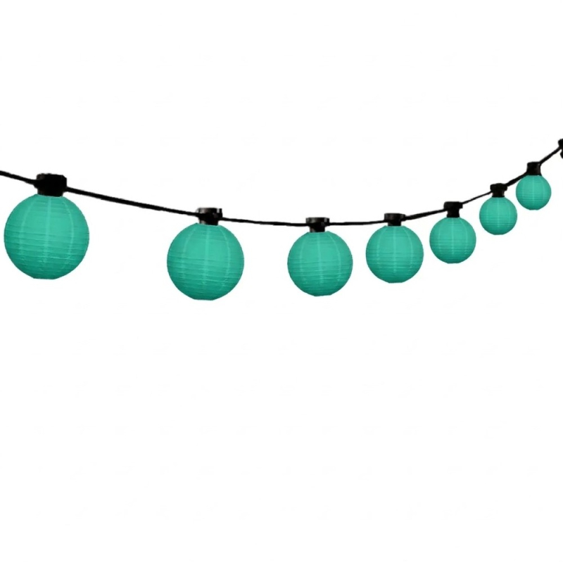 Licht Snoer LED met lampionnen "Turquoise" 10 M